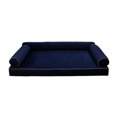 COVER ONLY Model V6 Twin Velvet Contrast Pipe Indoor Mattress Bolster Pillow AD373