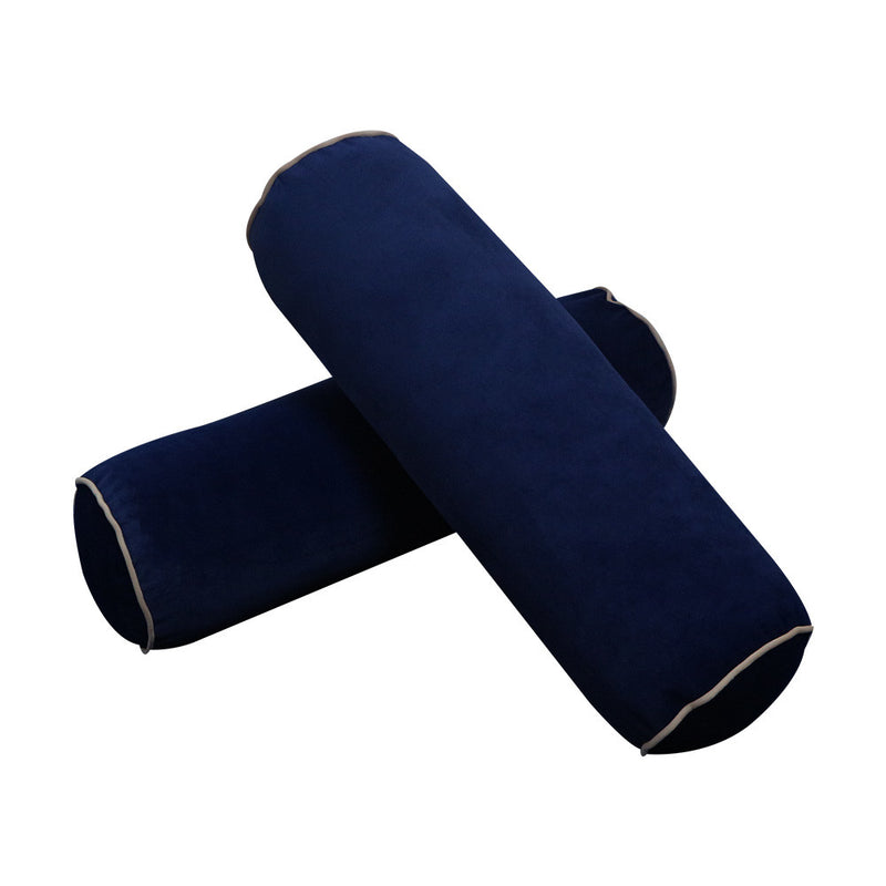 COVER ONLY Model V6 Twin Velvet Contrast Pipe Indoor Mattress Bolster Pillow AD373