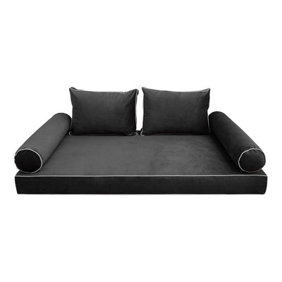 Model V1 Twin Velvet Contrast Indoor Daybed Mattress Cushion Complete Set AD350