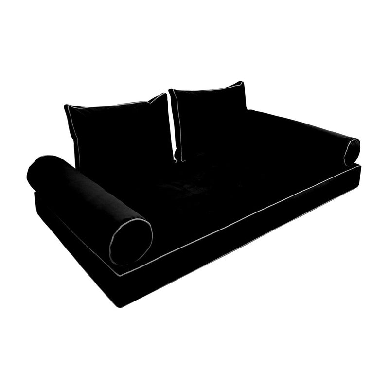 Model V1 Twin Velvet Contrast Indoor Daybed Mattress Cushion Complete Set AD374