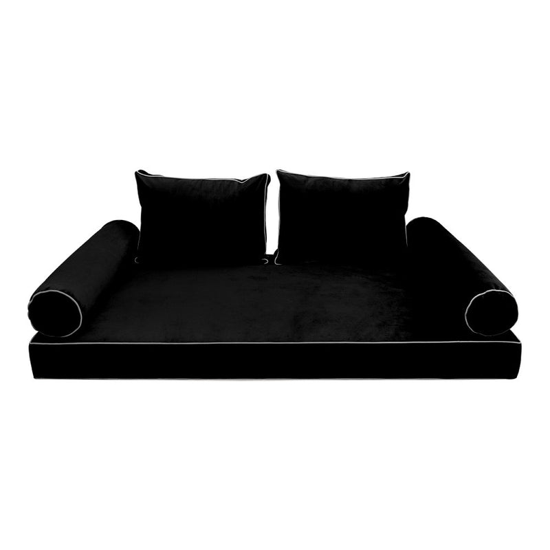 Model V1 Twin Velvet Contrast Indoor Daybed Mattress Cushion Complete Set AD374