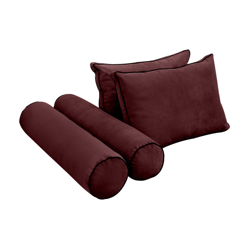 Model V1 Twin-XL Velvet Contrast Pipe Indoor Daybed Mattress Pillow Complete Set AD368