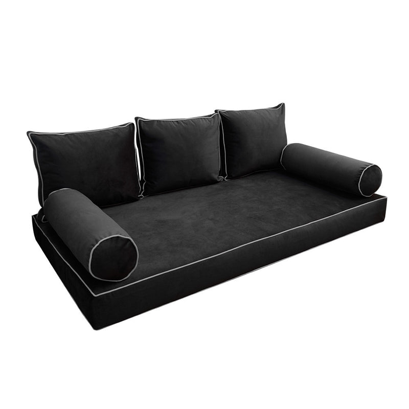 Model V3 Twin Velvet Contrast Pipe Indoor Daybed Mattress Pillow Complete Se AD350