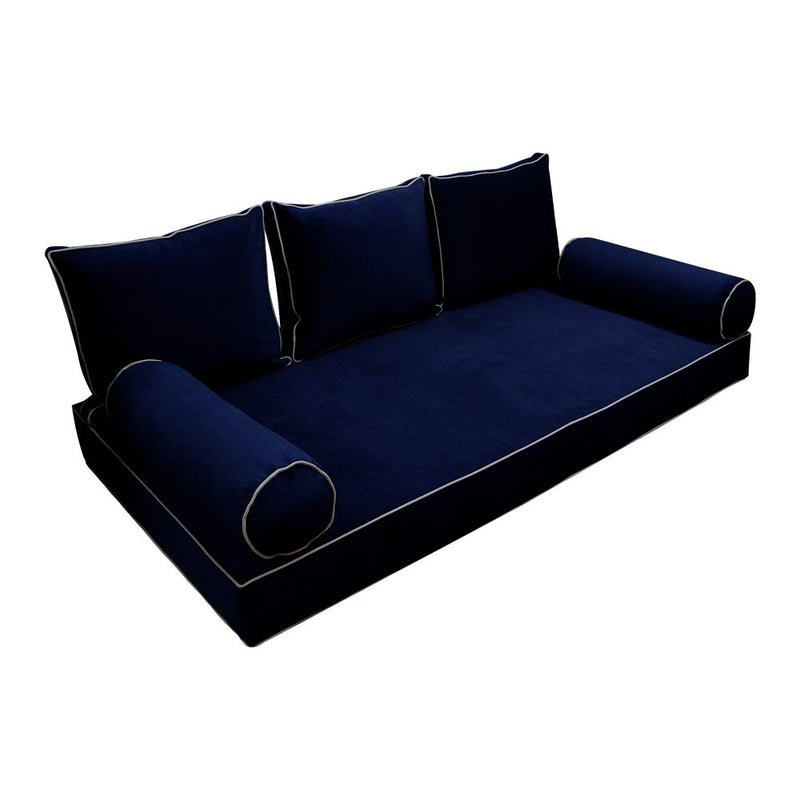 Model V3 Twin Velvet Contrast Pipe Indoor Daybed Mattress Pillow Complete Se AD373