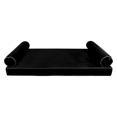 Model V5 Twin-XL Velvet Contrast Indoor Daybed Mattress Pillow Complete Set AD374