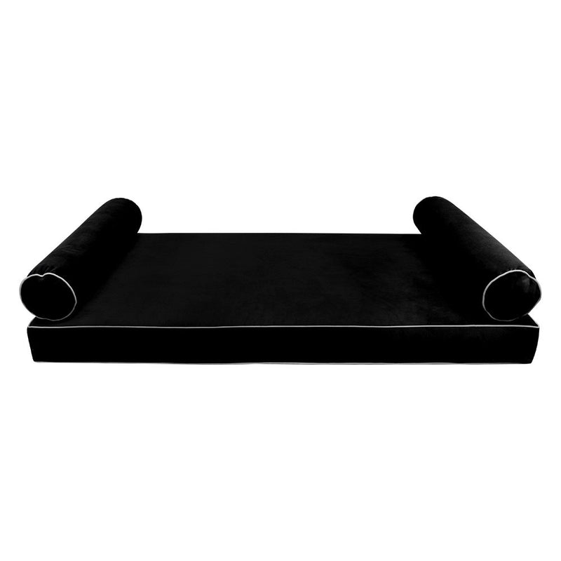 Model V5 Twin-XL Velvet Contrast Indoor Daybed Mattress Pillow Complete Set AD374