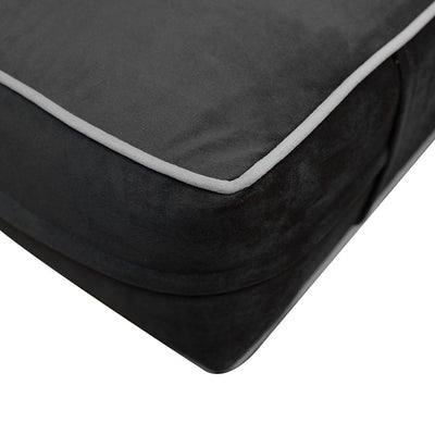 Model V6 Full Velvet Contrast Pipe Indoor Daybed Mattress Pillow Complete Set AD350