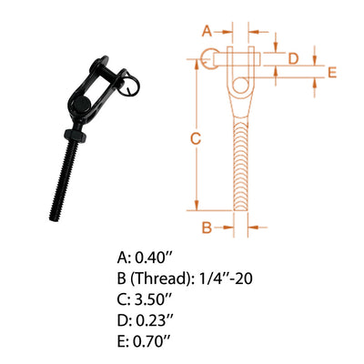 T316 Stainless Steel 1/4"-20 Threaded Toggle Left Hand, Black Oxide, 1 Pc