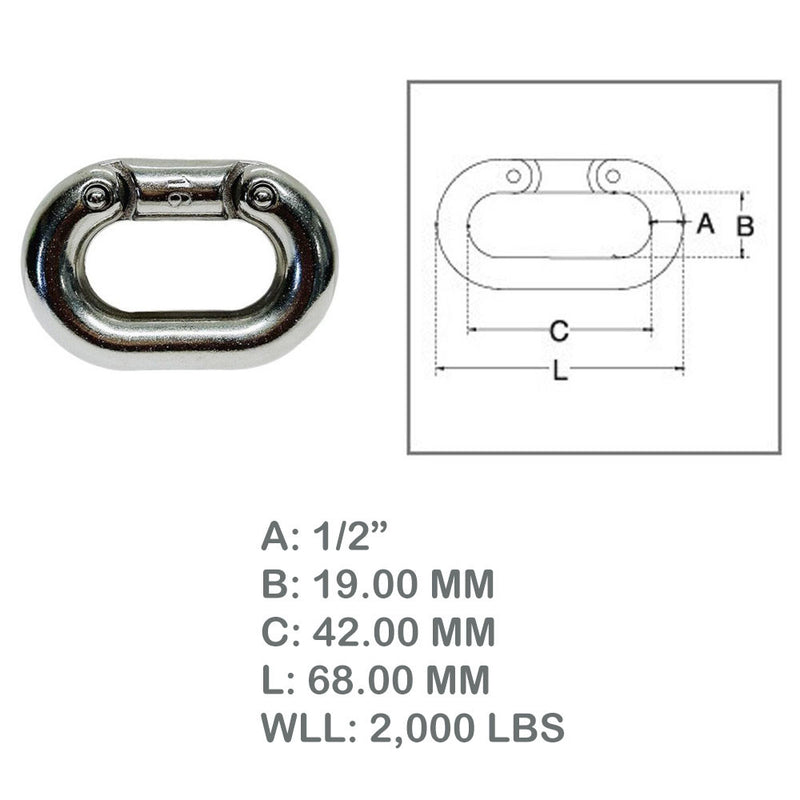 Stainless Steel 316 Chain Connecting Link Marine Grade Connector Chain Links