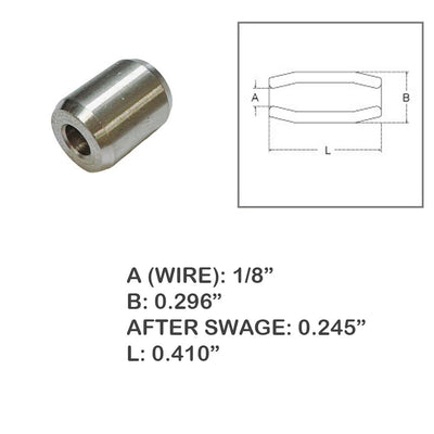 Wire Rope Button Stop Clips Cable Ferrules Stainless Steel T316 Marine